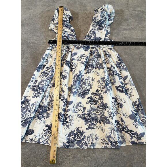 O.P.T Blue Floral Puff Sleeve Midi Dress Women’s Small Cottagecore Toile - Picture 7 of 7